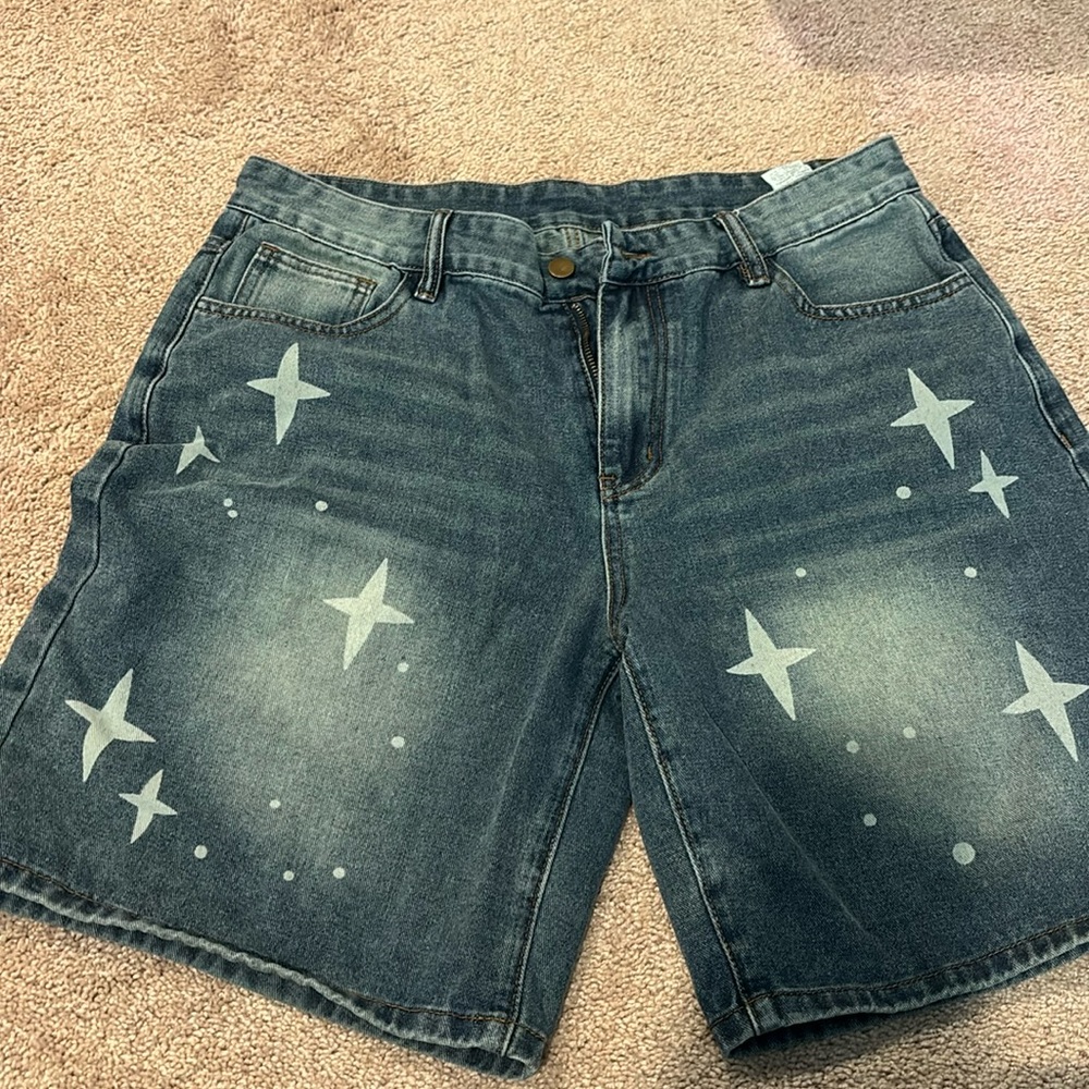 Vintage denim shorts with star design